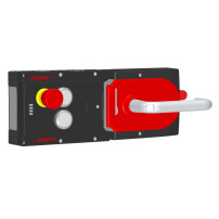 121239 Zamek bezpieczeństwa MGB-L2HE-ARA prawy Ryglowanie napięciem, 2 przyciski, wyłącznik awaryjny E-Stop