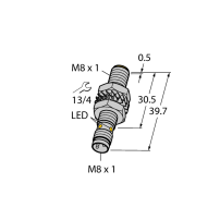 BI2-M08-AP6X-V1131  Czujnik indukcyjny o zwiększonym zasięgu przełączania, Złącze M8, wtyk męski, Znamionowy zasięg 2 mm