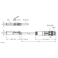 BIM-UNT-AP6X-0.3-PSG3M Czujnik magnetyczny do siłowników pneumatycznych, Złącze M8, wtyk męski, przewód 0,3 m