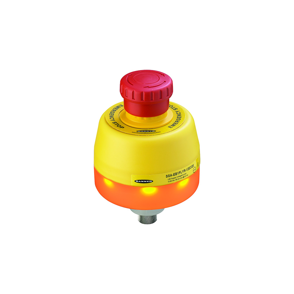 SSA-EB1PLYR-12ECQ8 Wyłącznik awaryjny, przycisk E-Stop, podświetlany, 1 x M12 8-pin, IP67