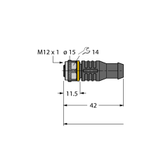 RKC4.5T-10/TXL Przewód do siłowników i czujników, Przewód przyłączeniowy PUR (poliuretanowy), Gniazdo M12 proste, 5-pin, 10 m