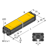 LI600P0-Q25LM0-ELIU5X3-H1151 Indukcyjny czujnik przemieszczenia liniowego, Zakres pomiarowy 600 mm, Wyjście 0 - 10 V / 4 - 20 mA