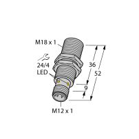 BI8U-M18-AP6X-H1141 Czujnik indukcyjny o zwiększonym zasięgu przełączania, Złącze M12, wtyk męski, Znamionowy zasięg 8 mm, IP68