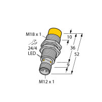 NI15U-M18-AP6X-H1141 Czujnik indukcyjny z rozszerzonym zakresem detekcji, Złącze M12, wtyk męski, obudowa gwintowana M18, IP68