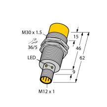 NI30U-M30-AP6X-H1141 Czujnik indukcyjny z rozszerzonym zakresem detekcji, Złącze M12, wtyk męski, obudowa gwintowana M30, IP68