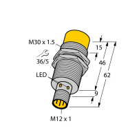 NI30U-M30-AP6X-H1141 Czujnik indukcyjny z rozszerzonym zakresem detekcji, Złącze M12, wtyk męski, obudowa gwintowana M30, IP68
