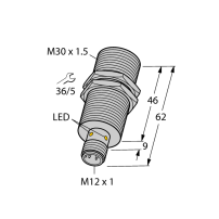 BI20U-M30-VP6X-H1141 Czujnik indukcyjny, Złącze M12, wtyk męski, Znamionowy zasięg 20 mm